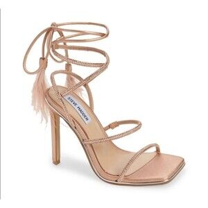 Steve Madden NWOB Sexy High Heel Rose Gold Lace Up Silver Courts Sandals Sz.10 M